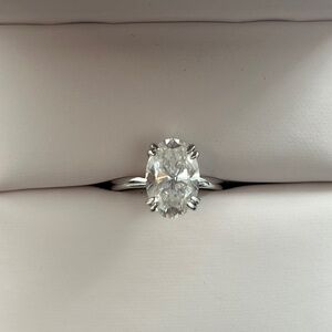 3 CT Oval Cut Moissanite Ring - 10k Solid White Gold - Size 5 1/4